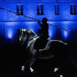 Sauts de chevaux sous effets de lumière à la Fête du Cheval 2024 à Lamorlaye.""
