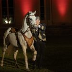 Pas de chevaux dans la nuit illuminée à la Fête du Cheval 2024 à Lamorlaye.""